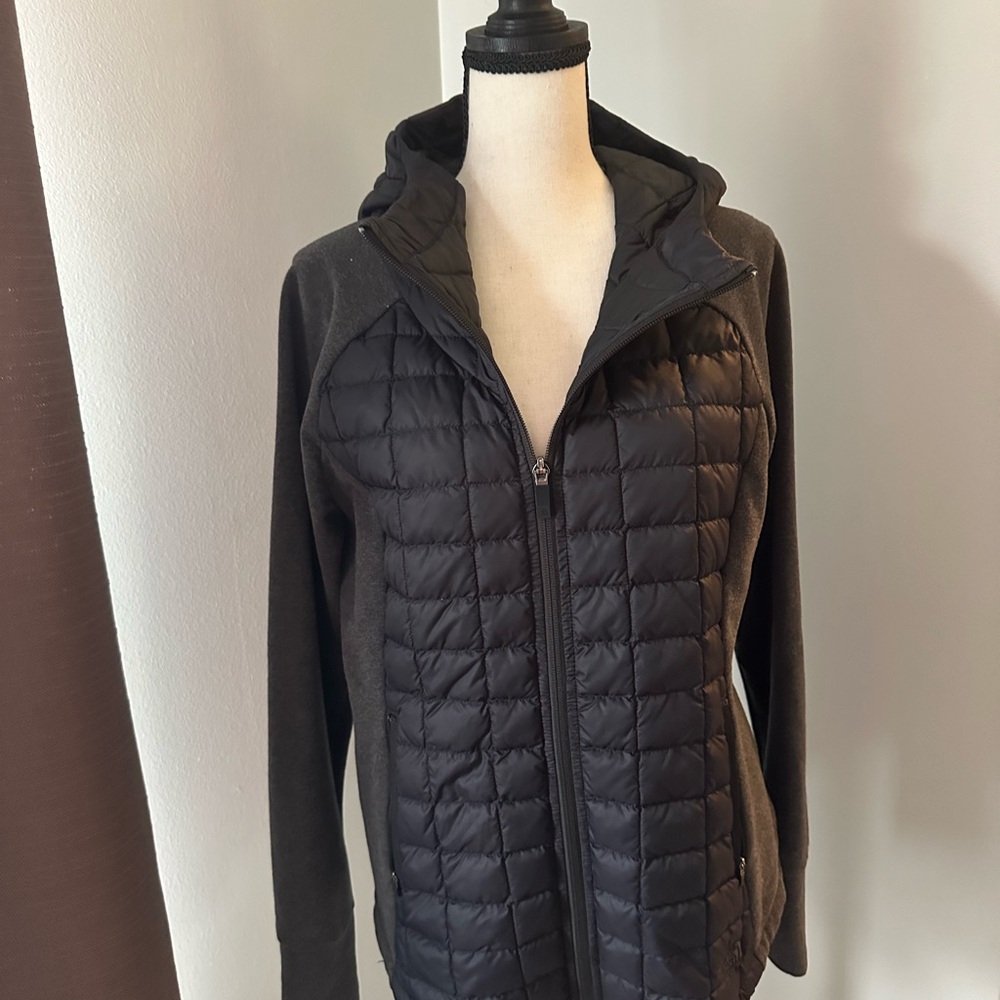 North Face Thermo Hybrid Hooded Charcoal Gray/ Black Jacket